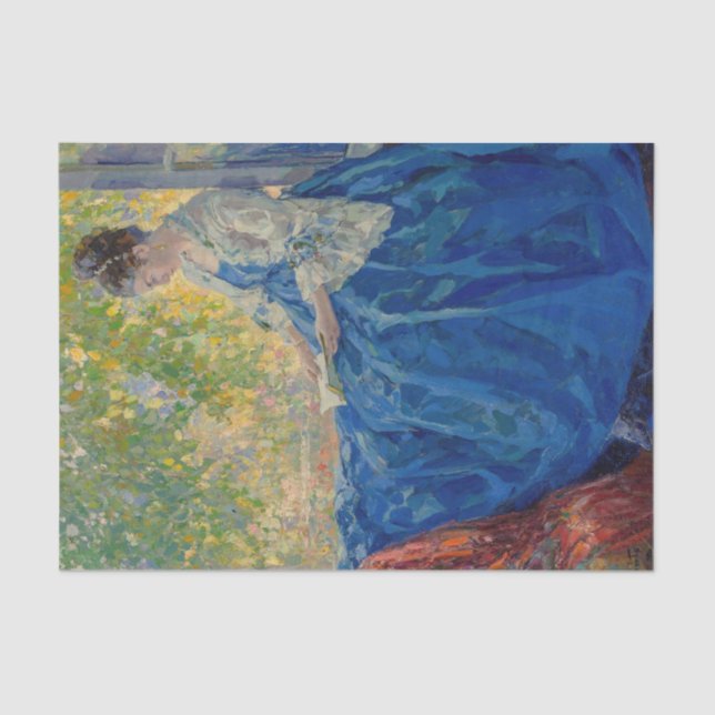 Papel De Seda Joven leyendo en una ventana (Anverso)