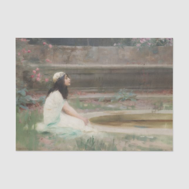 Papel De Seda Joven muchacha junto a una piscina (de Herbert Dra (Anverso)