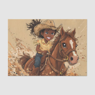 Papel De Seda Joven niña sonriente montando su caballo