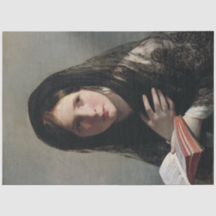 Papel De Seda Joven perdida en sueños (leyendo un libro)
