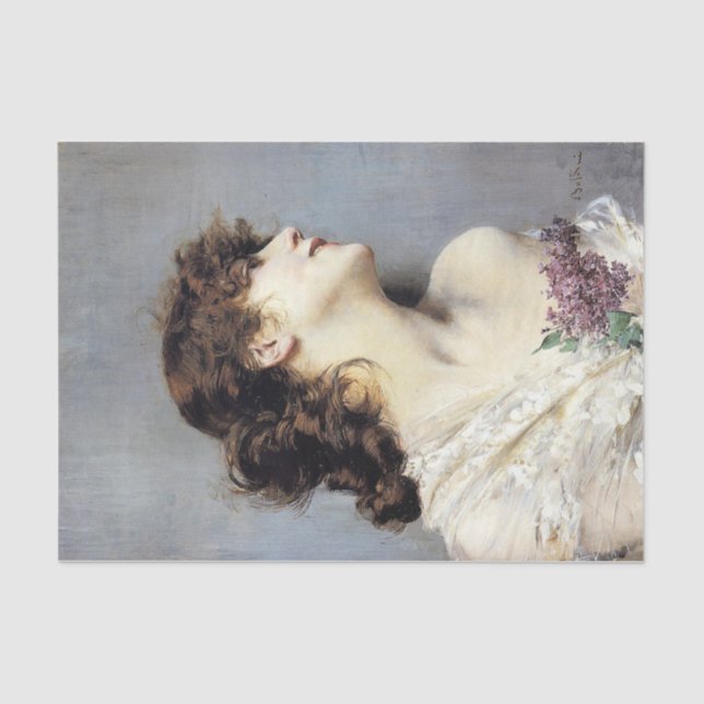 Papel De Seda Joven sonriente feliz (por Giovanni Boldini) (Anverso)