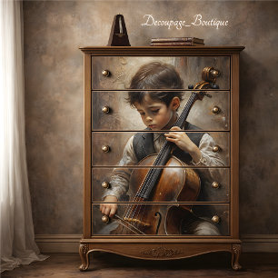 Papel De Seda Joven violonchelista Decoupage