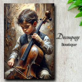 Papel De Seda Joven violonchelista Decoupage