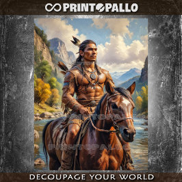 Papel De Seda Jóvenes indígenas nativos en un caballo