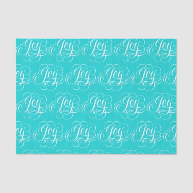 Papel De Seda JOY Calligraphy Lettering Flourin Aqua Blue (Anverso)