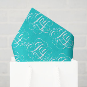 Papel De Seda JOY Calligraphy Lettering Flourin Aqua Blue