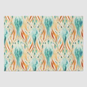 Papel De Seda Joya abstracta de naranja turquesa
