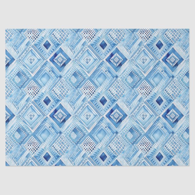 Papel De Seda Joya de Blue White Batik Square (Anverso)