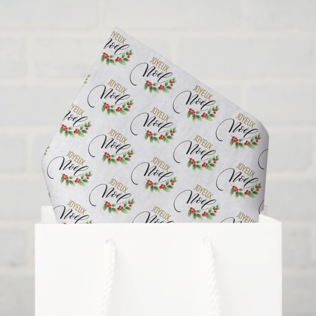 Papel De Seda Joyeux Noël Moda Holly Floral | NAVIDADES (Bolsa de regalo)