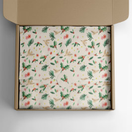 Papel De Seda Joyful Woodland Bird Navidad Tissue Paper