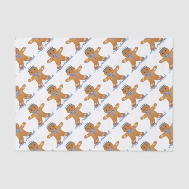 Papel De Seda Judaica Hanukkah Gingerbread Man Menorah (Anverso)
