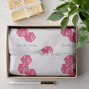 Papel De Seda 'Juega Con Los Números' Dados Rosados Fondo Blanco