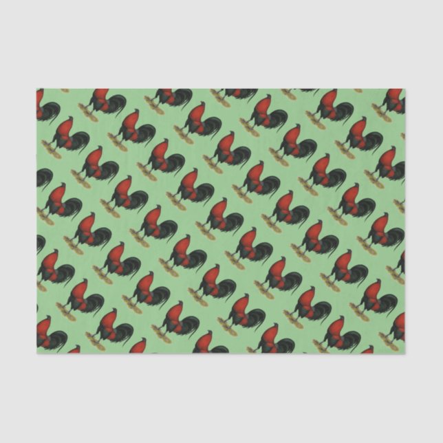 Papel De Seda Juego americano BB Rojo Negro Rooster (Anverso)