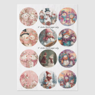 Papel De Seda Juego de 12 posavasos de muñeco de nieve caprichos