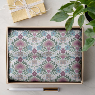 Papel De Seda Juego de 3 flores y corazones terrosos rosados y t