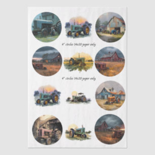 Papel De Seda Juego de posavasos decoupage granja 4" rústico