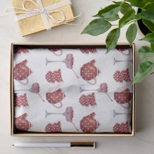Papel De Seda Juego de té de mancha roja y patrón de fresas