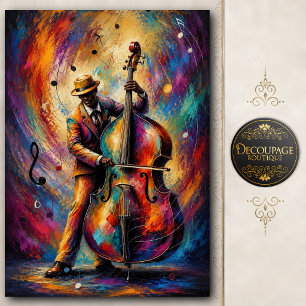 Papel De Seda Jugador de Bajo de Jazz Colorido Decoupage