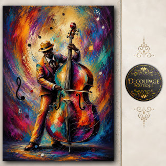 Papel De Seda Jugador de Bajo de Jazz Colorido Decoupage