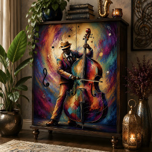 Papel De Seda Jugador de Bajo de Jazz Colorido Decoupage
