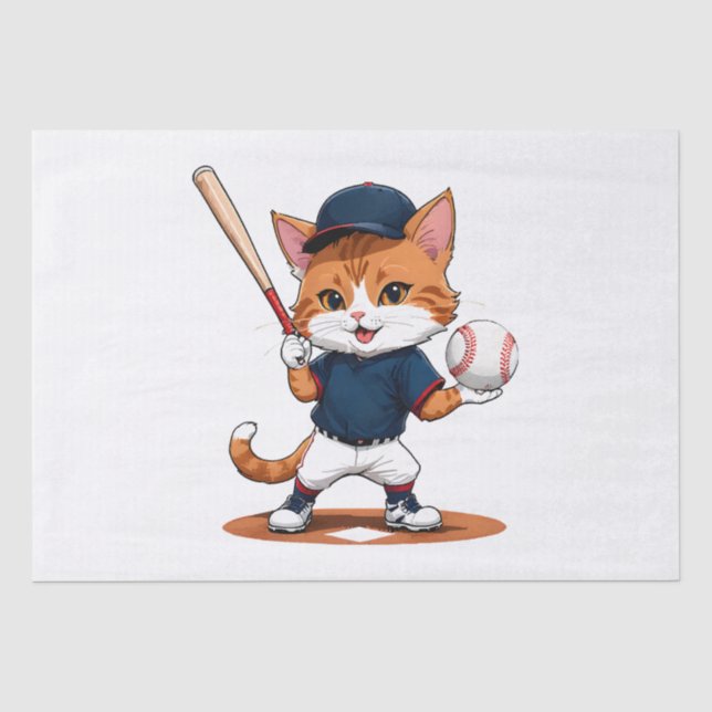 Papel De Seda Jugador de béisbol gato (Anverso)