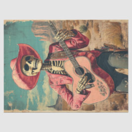 Papel De Seda Jugador de guitarra Sombrero de Skeleton