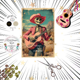 Papel De Seda Jugador de guitarra Sombrero de Skeleton