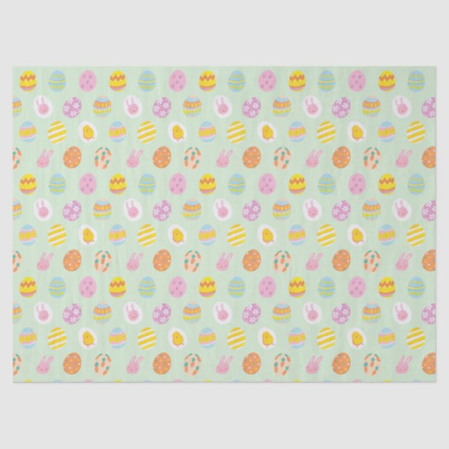 Papel De Seda Jugador Pastel Huevos de Pascua y Bunnies Primaver (Anverso)