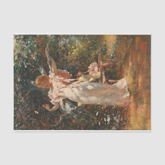 Papel De Seda Jugando con mariposas por Alois Hans Schram (Anverso)