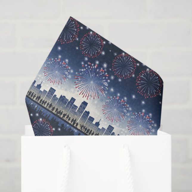 Papel De Seda July 4th Fireworks Skyline 1776–2026 Festive Gift (Bolsa de regalo)