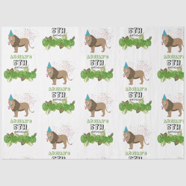 Papel De Seda Jungla de Leones con animales de fiesta de cumplea (Anverso)