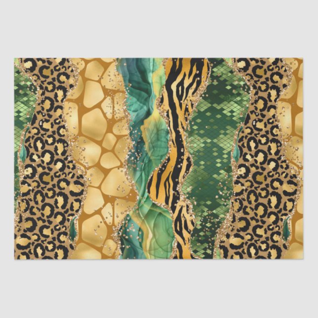 Papel De Seda Jungle Agate | Patrón de textura Wild Glam (Anverso)