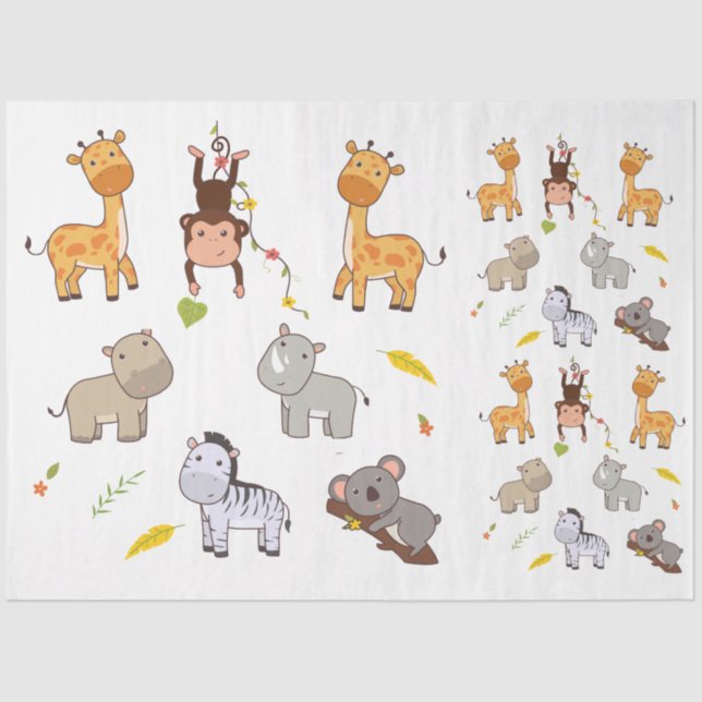 Papel De Seda Jungle Animals Collection 1 Decoupage (Anverso)