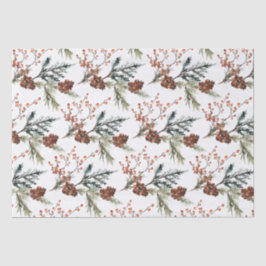 Papel De Seda Juniper Pine Branches Cones Ilex Berries