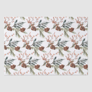 Papel De Seda Juniper Pine Branches Cones Ilex Berries