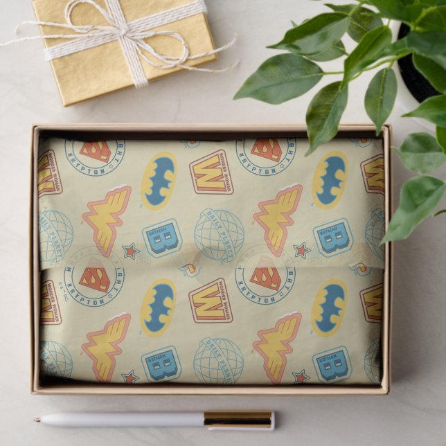Papel De Seda Justice League Super Hero Badge Pattern (Regalo )