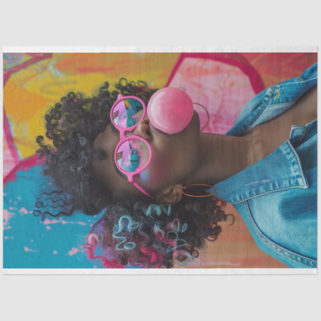 Papel De Seda Kaleidoscópica Karen Bearing Bubble Gum Decoupage (Anverso)