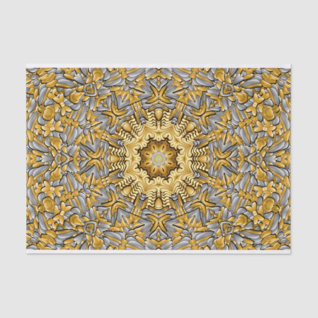 Papel De Seda Kaleidoscopio Metalizado de plata dorada preciada (Anverso)