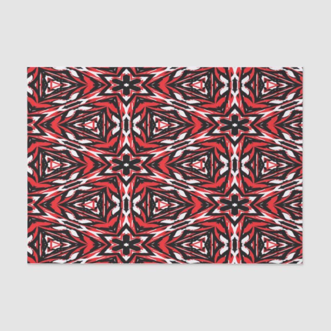Papel De Seda Kaleidoscopio negro, blanco y rojo (Anverso)
