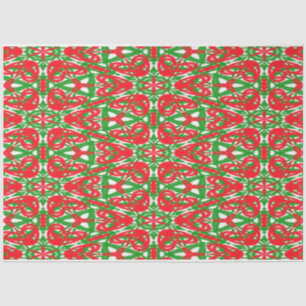 Papel De Seda Kaleidoscopio rojo, verde y blanco