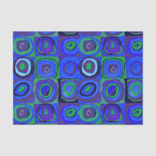 Papel De Seda Kandinsky Farbstudie Blue Quadrate Square Circle
