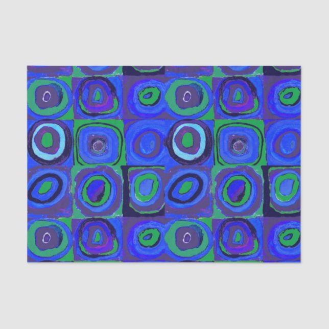 Papel De Seda Kandinsky Farbstudie Blue Quadrate Square Circle (Anverso)