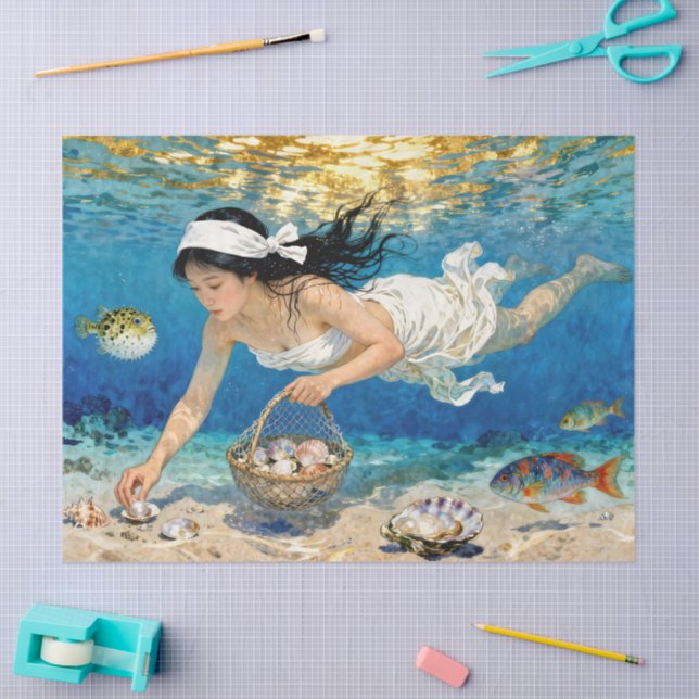 Papel De Seda "Kaori of Tides" - Un retrato oceánico (Artesanía)