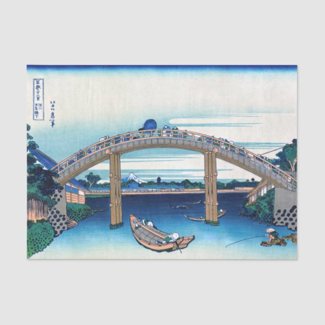 Papel De Seda Katsushika Hokusai - Bajo el puente Mannen, Fukaga (Anverso)