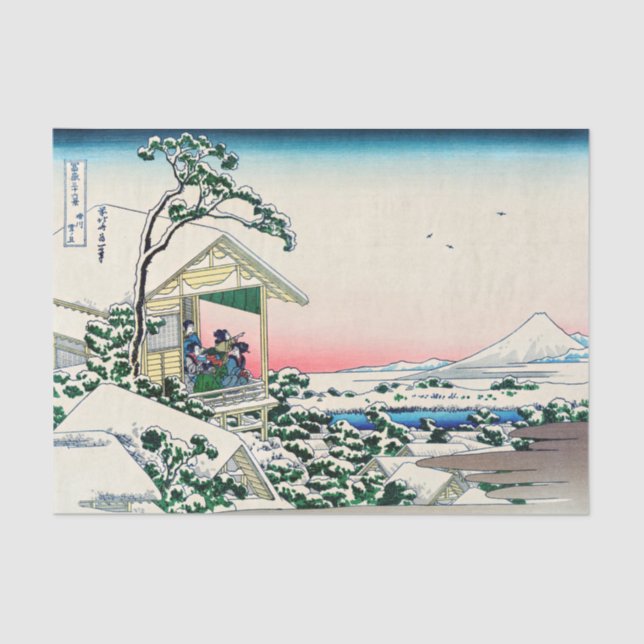Papel De Seda Katsushika Hokusai - Casa de té en Koishikawa (Anverso)