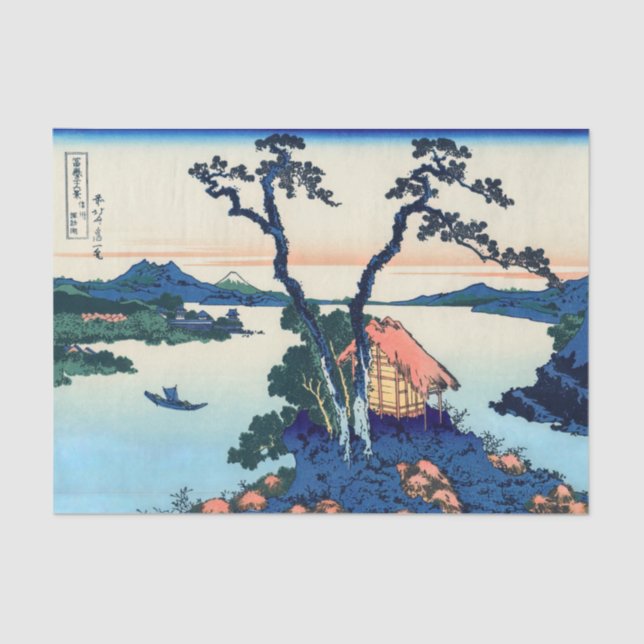 Papel De Seda Katsushika Hokusai - Lago Suwa en la provincia de  (Anverso)