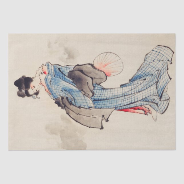 Papel De Seda Katsushika Hokusai | Mujer, retrato de longitud co (Anverso)
