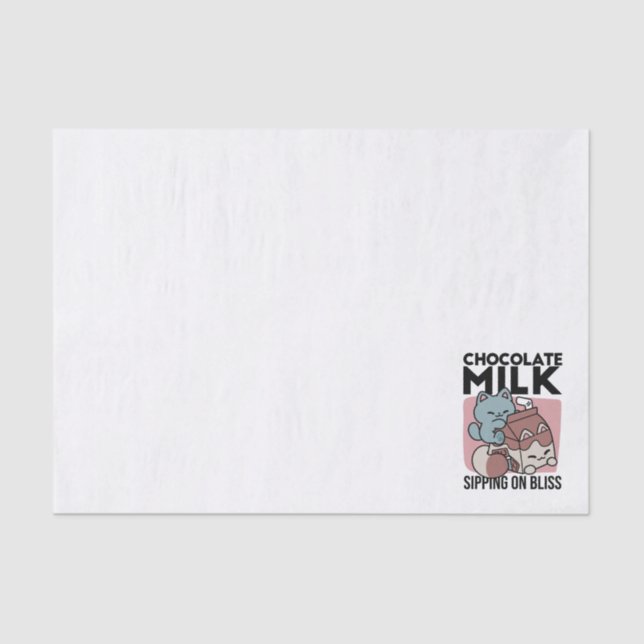 Papel De Seda Kawaii Chocolate Milk Cat – Cozy Drink & Cuteness  (Anverso)