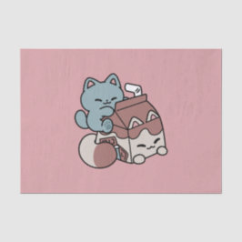 Papel De Seda Kawaii Chocolate Milk Cat – Cozy Drink & Cuteness