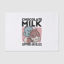 Papel De Seda Kawaii Chocolate Milk Cat – Cozy Drink & Cuteness